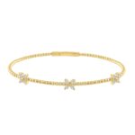9K YELLOW GOLD 1/3CT ROUND DIAMOND LADIES BANGLE