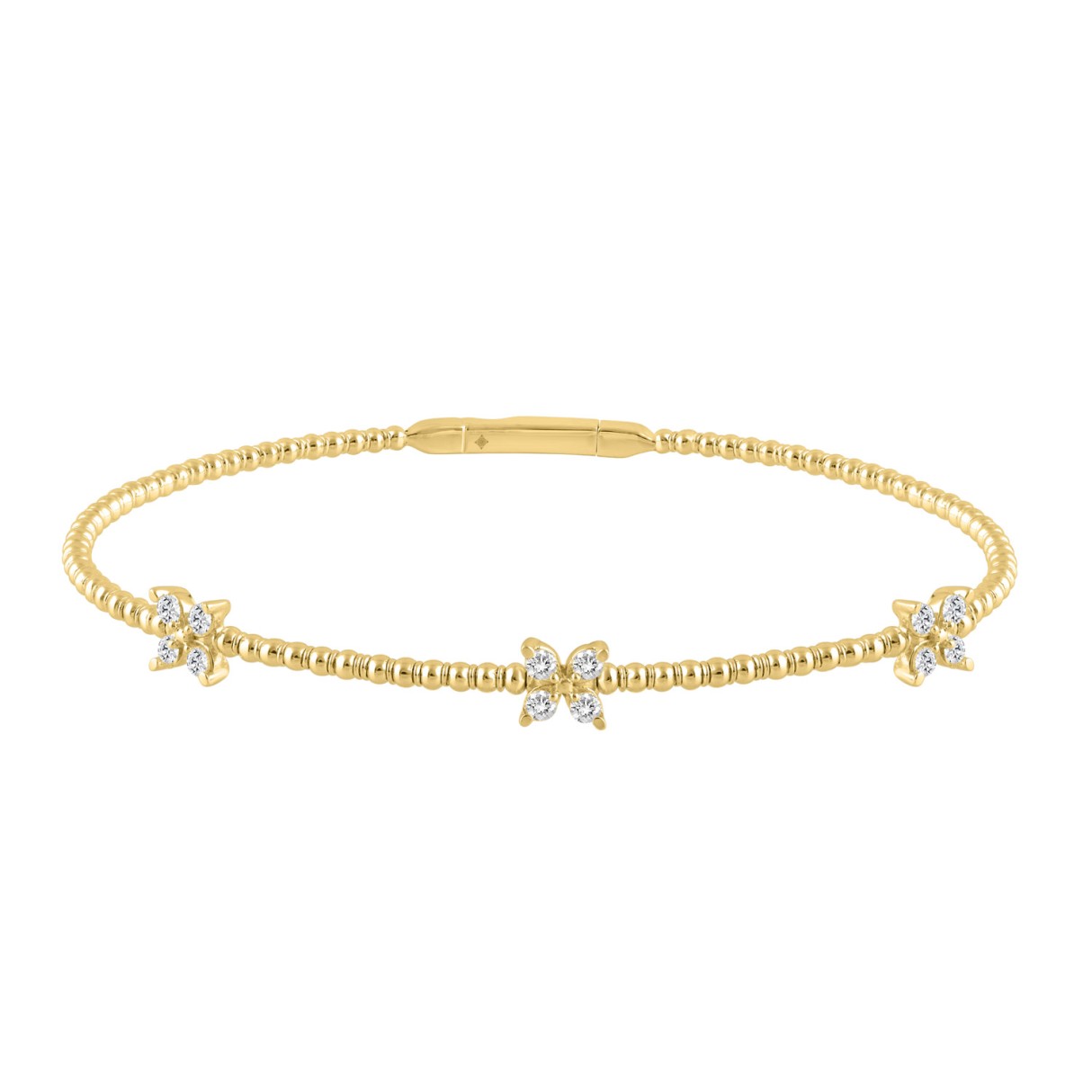 9K YELLOW GOLD 1/3CT ROUND DIAMOND LADIES BANGLE - Image 1