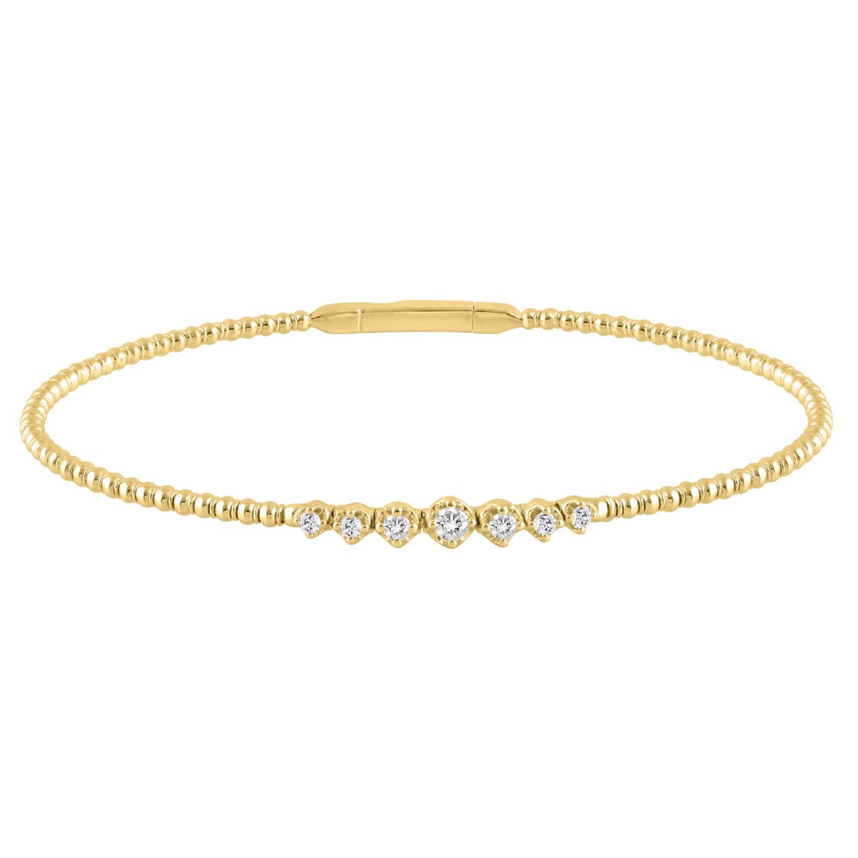 9K YELLOW GOLD 1/4CT ROUND DIAMOND LADIES BANGLE - Image 1