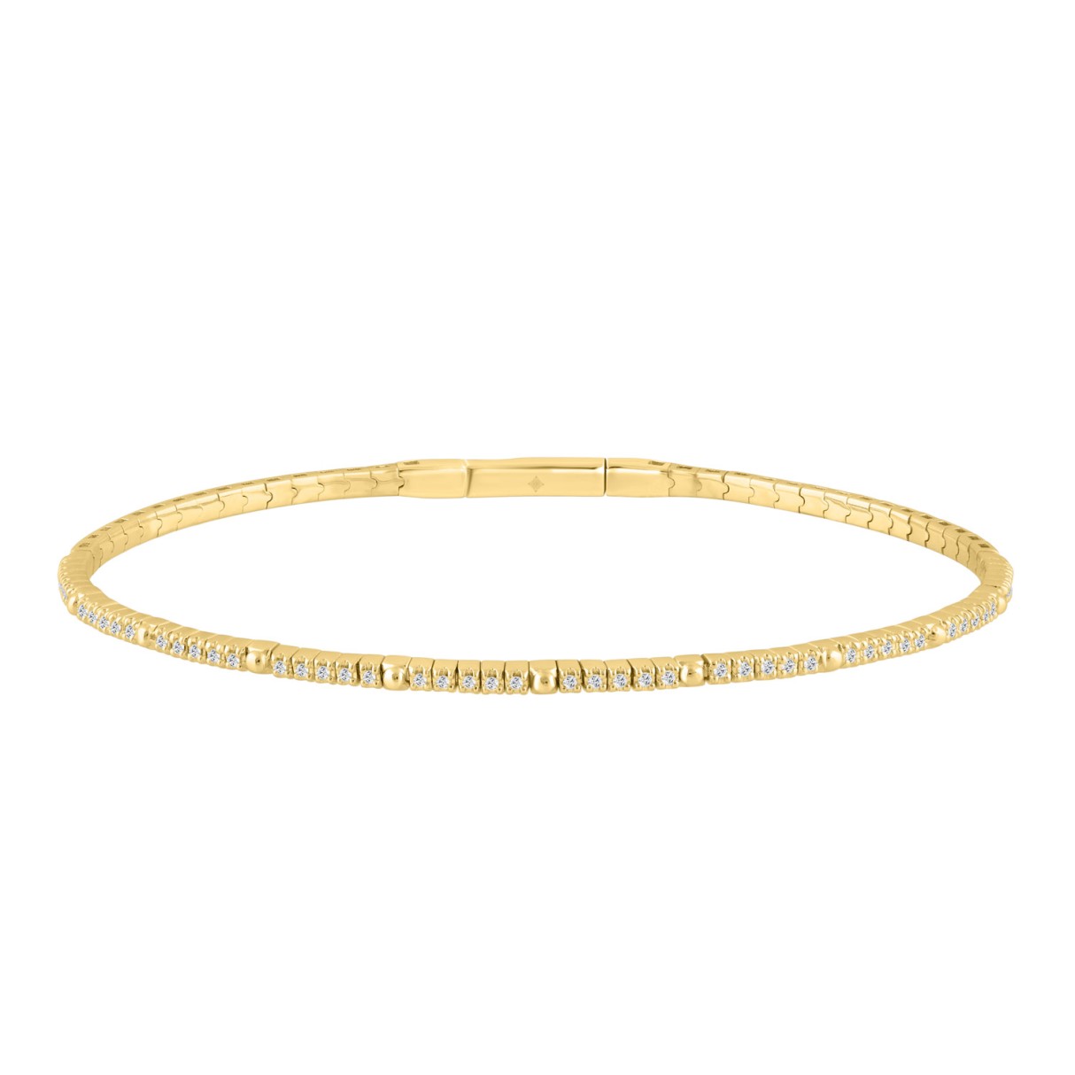 9K YELLOW GOLD 1/6CT ROUND DIAMOND LADIES BANGLE - Image 1