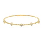 9K YELLOW GOLD 3/8CT ROUND DIAMOND LADIES BANGLE