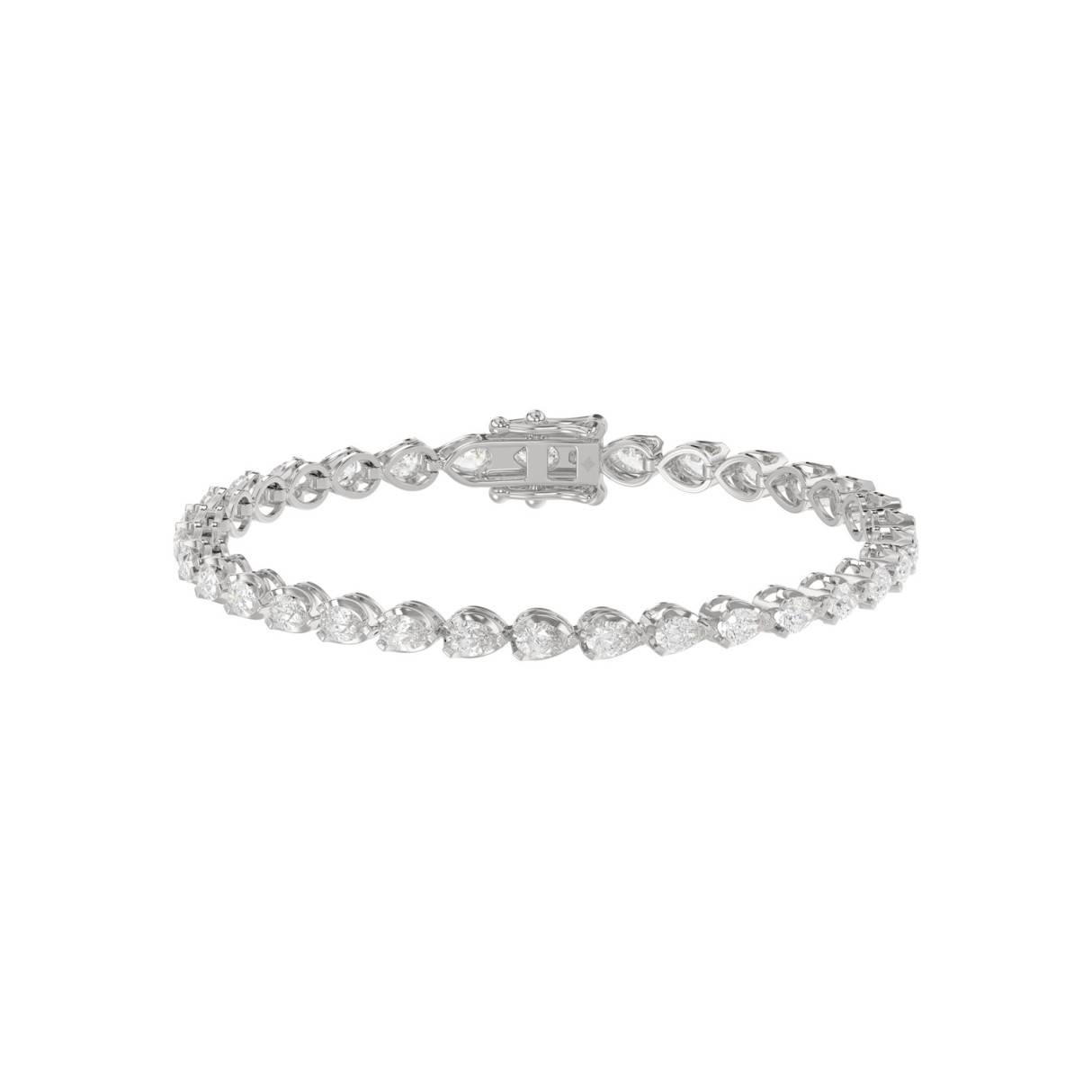 Elegant Pear Shape Diamond Ladies Tennis Bracelet in 14K White Gold 3 1/2CT (Color F-G -Clarity VS1/VS2) - Image 1