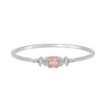 ETERNAL BLUSH COLLECTION 14K WHITE GOLD 3 1/4CT ROUND/PEAR/MARQUISE/PINK RADIANT DIAMOND LADIES BANGLE (CENTER STONE PINK RADIANT DIAMOND 1 1/2CT)