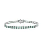 LADIES BRACELET 3CT ROUND/ROUND GREEN EMERALD DIAMOND 14K WHITE GOLD (ROUND GREEN EMERALD DIAMOND 2 3/4CT )