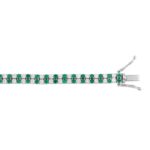 LADIES BRACELET 3CT ROUND/ROUND GREEN EMERALD DIAMOND 14K WHITE GOLD (ROUND GREEN EMERALD DIAMOND 2 3/4CT ) - Image 2