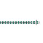 LADIES BRACELET 3CT ROUND/ROUND GREEN EMERALD DIAMOND 14K WHITE GOLD (ROUND GREEN EMERALD DIAMOND 2 3/4CT ) - Image 3