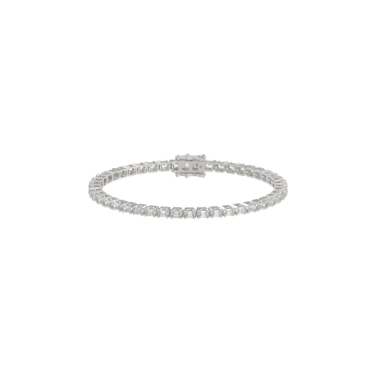 Luxury Emerald Shape Diamond Ladies Tennis Bracelet in 14K White Gold 4 1/2CT (Color F-G -Clarity VS1/VS2) - Image 1
