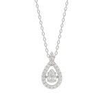 10K WHITE GOLD 3/4CT ROUND/PEAR DIAMOND LADIES PENDANT WITH CHAIN (CENTER STONE PEAR DIAMOND 1/2CT)