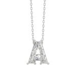 10K White Gold Diamond Initial “A” Pendant 1 5/8CT Fancy Cut Ladies Alphabet Charm with Chain