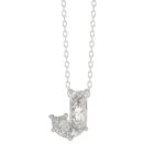 10K White Gold Diamond Initial “J” Pendant 7/8CT Fancy Cut Ladies Alphabet Charm with Chain
