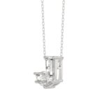10K White Gold Diamond Initial “J” Pendant 7/8CT Fancy Cut Ladies Alphabet Charm with Chain - Image 2