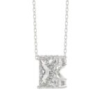 10K White Gold Diamond Initial “K” Pendant 1 1/2CT Fancy Cut Ladies Alphabet Charm with Chain - Image 2