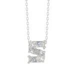 10K White Gold Diamond Initial “S” Pendant 1 3/4CT Fancy Cut Ladies Alphabet Charm with Chain