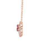 14K ROSE GOLD 2 1/4CT ROUND/MARQUISE/RUBY OVAL DIAMOND LADIES PENDANT WITH CHAIN (RUBY OVAL DIAMOND 1 1/4CT) - Image 2