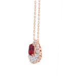 14K ROSE GOLD 2 1/4CT ROUND/MARQUISE/RUBY OVAL DIAMOND LADIES PENDANT WITH CHAIN (RUBY OVAL DIAMOND 1 1/4CT) - Image 3