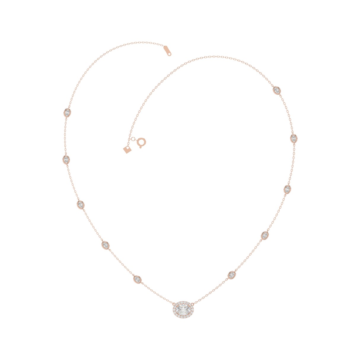 14K ROSE GOLD 2 1/4CT ROUND/OVAL DIAMOND LADIES NECKLACE - Image 1