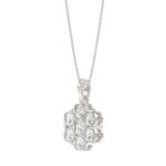 14K WHITE GOLD 1 1/2CT ROUND DIAMOND LADIES FLOWER PENDANT WITH CHAIN - Image 3