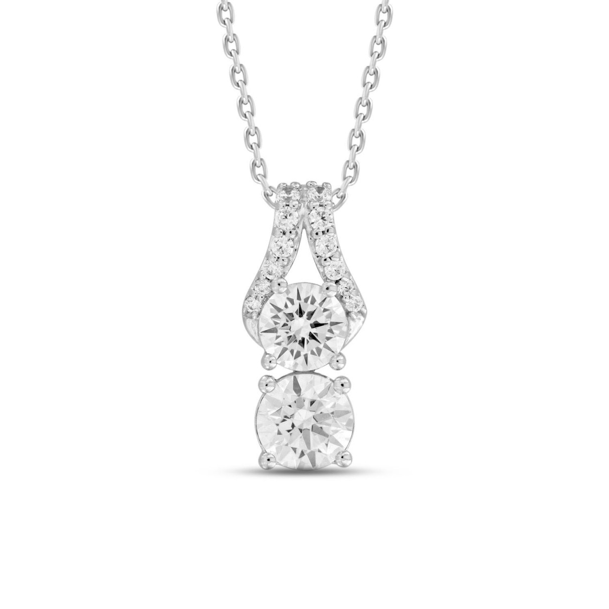 14K WHITE GOLD 1 1/2CT ROUND DIAMOND LADIES PENDANT WITH CHAIN - Image 1