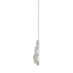 14K WHITE GOLD 1 1/2CT ROUND/YELLOW PEAR/MARQUISE DIAMOND LADIES PENDANT WITH CHAIN - Image 2