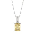 14K WHITE GOLD 1 1/3CT ROUND/YELLOW RADIANT DIAMOND LADIES PENDANT WITH CHAIN