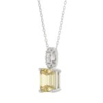 14K WHITE GOLD 1 1/3CT ROUND/YELLOW RADIANT DIAMOND LADIES PENDANT WITH CHAIN - Image 2