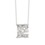 14K WHITE GOLD 1 1/4CT FANCY CUT ALPHABET DIAMOND LADIES PENDANT WITH CHAIN - Image 3
