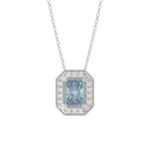 14K WHITE GOLD 1 1/4CT ROUND/BLUE RADIANT DIAMOND LADIES PENDANT WITH CHAIN (BLUE RADIANT DIAMOND 1.00CT)