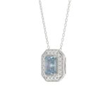 14K WHITE GOLD 1 1/4CT ROUND/BLUE RADIANT DIAMOND LADIES PENDANT WITH CHAIN (BLUE RADIANT DIAMOND 1.00CT) - Image 2