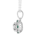14K WHITE GOLD 1 1/4CT ROUND/GREEN DIAMOND LADIES PENDANT (CENTER STONE ROUND DIAMOND 1CT) - Image 2