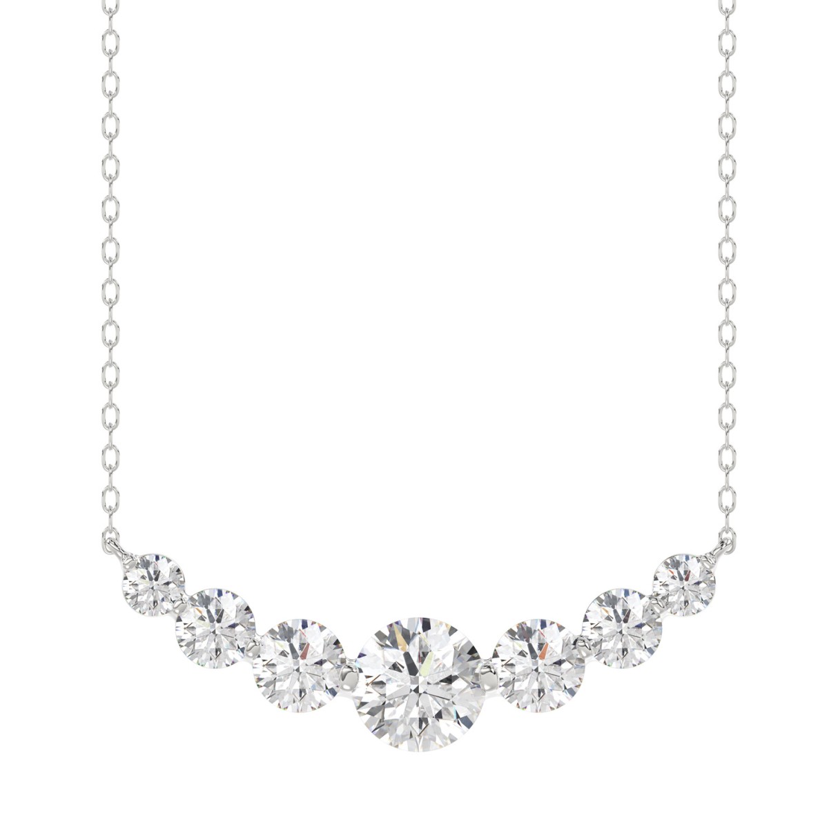 14K WHITE GOLD 1 3/4CT ROUND DIAMOND LADIES NECKLACE - Image 1