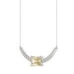 14K WHITE GOLD 1 3/4CT ROUND/RADIANT DIAMOND LADIES NECKLACE - Image 3