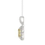 14K WHITE GOLD 1 3/4CT ROUND/YELLOW OVAL DIAMOND LADIES PENDANT WITH CHAIN - Image 2
