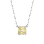 14K WHITE GOLD 1.00CT CUSHION YELLOW DIAMOND LADIES PENDANT
