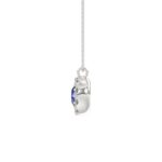 14K WHITE GOLD 1.00CT ROUND/BLUE SAPPHIRE ROUND LADIES PENDANT (BLUE SAPPHIRE ROUND DIAMOND 5/8CT) - Image 2