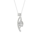 14K WHITE GOLD 1.00CT ROUND/PEAR DIAMOND LADIES PENDANT - Image 3