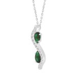 14K WHITE GOLD 1.00CT ROUND/PEAR EMERALD GREEN DIAMOND LADIES PENDANT (GREEN EMERALD PEAR 7/8CT) - Image 3