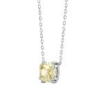 14K WHITE GOLD 1.00CT YELLOW CUSHION DIAMOND LADIES PENDANT - Image 3