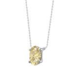 14K WHITE GOLD 1.00CT YELLOW OVAL DIAMOND LADIES PENDANT - Image 3