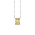 14K WHITE GOLD 1.00CT YELLOW RADIANT DIAMOND LADIES PENDANT