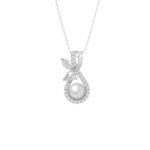 14K WHITE GOLD 1/2CT PEAR/ROUND/MARQUISE/PEARL DIAMOND LADIES PENDANT WITH CHAIN