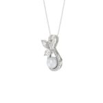 14K WHITE GOLD 1/2CT PEAR/ROUND/MARQUISE/PEARL DIAMOND LADIES PENDANT WITH CHAIN - Image 3