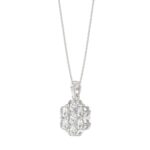 14K WHITE GOLD 1/2CT ROUND DIAMOND LADIES FLOWER PENDANT WITH CHAIN - Image 3