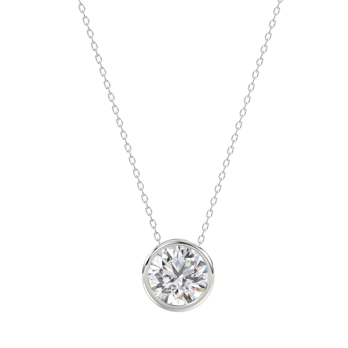 14K WHITE GOLD 1/2CT ROUND DIAMOND LADIES PENDANT - Image 1