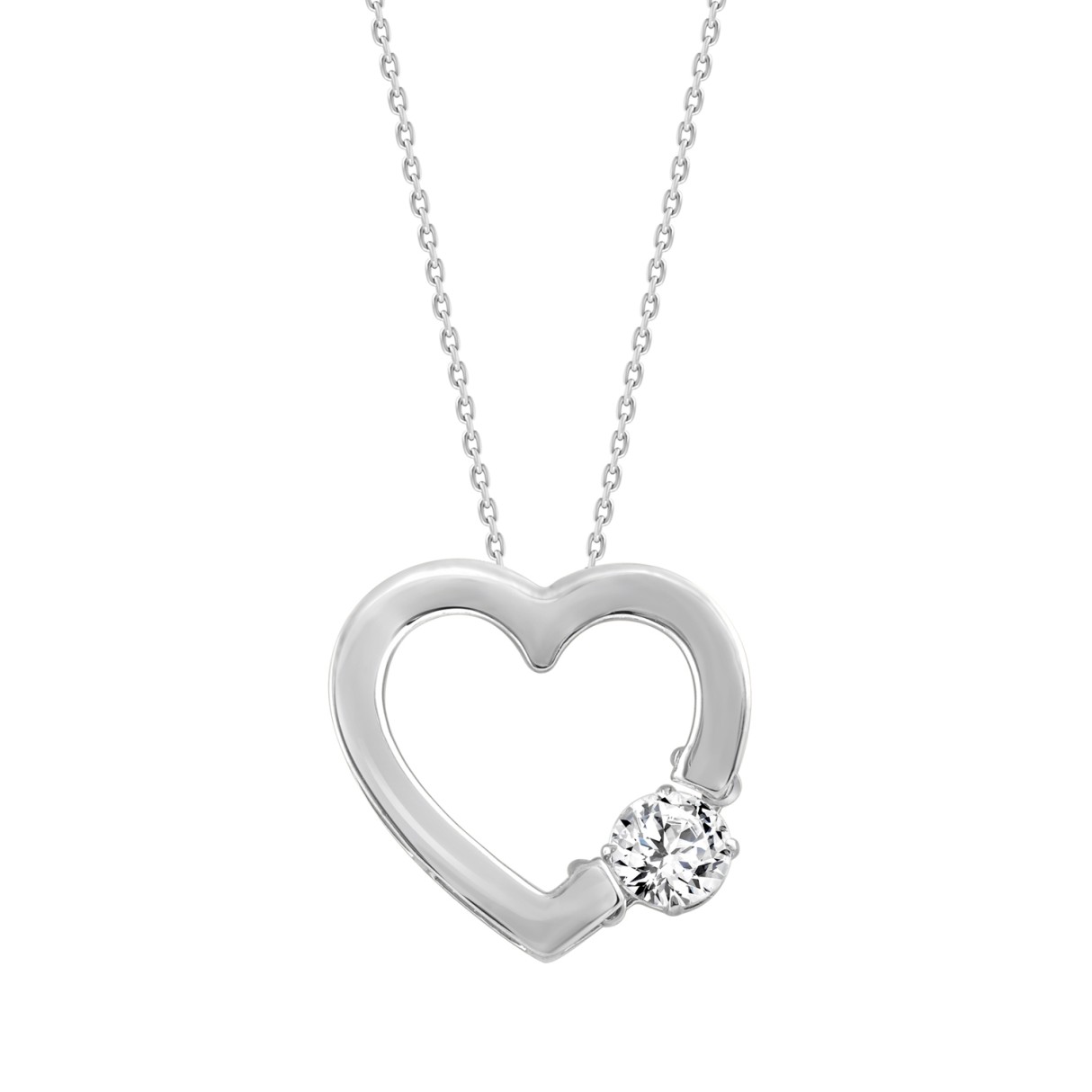 14K WHITE GOLD 1/2CT ROUND DIAMOND LADIES PENDANT WITH CHAIN - Image 1