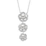 14K WHITE GOLD 1/3CT ROUND/PEARL DIAMOND LADIES PENDANT WITH CHAIN