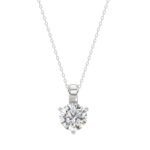 14K WHITE GOLD 1CT ROUND DIAMOND LADIES SOLITAIRE PENDANT WITH CHAIN (CENTER STONE ROUND DIAMOND 1CT )
