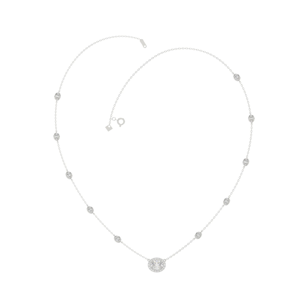 14K WHITE GOLD 2 1/4CT ROUND/OVAL DIAMOND LADIES NECKLACE - Image 1