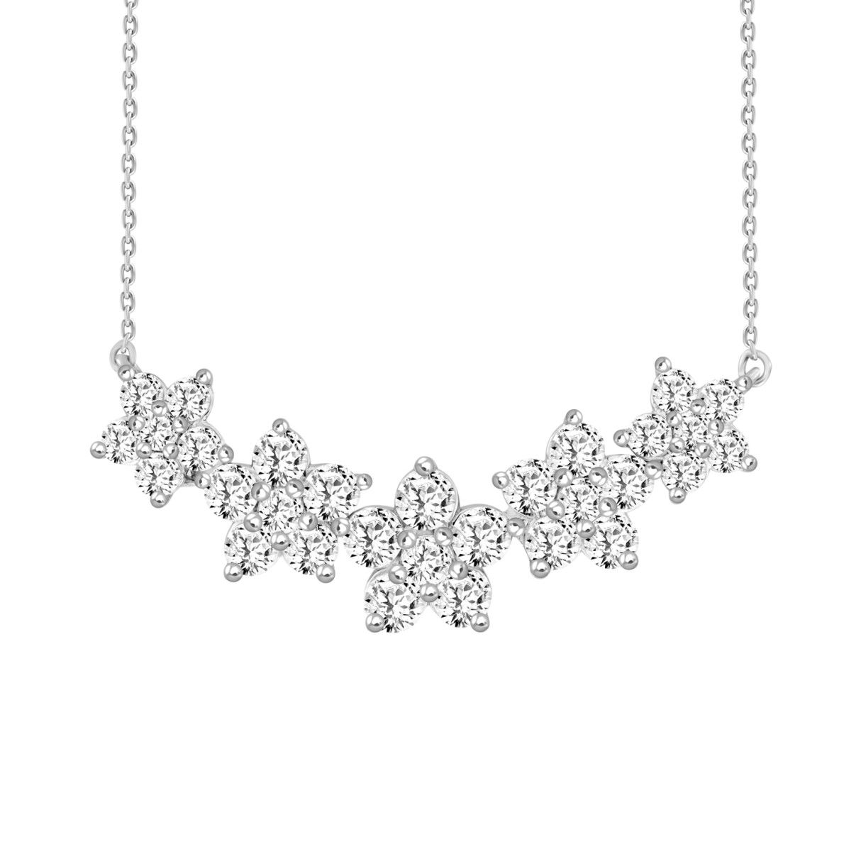 14K WHITE GOLD 2 3/4CT ROUND DIAMOND LADIES NECKLACE - Image 1