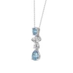 14K WHITE GOLD 2.00CT PEAR/OVAL DIAMOND LADIES PENDANT WITH CHAIN (PEAR BLUE 1.00CT/OVAL DIAMOND 1/2CT) - Image 3