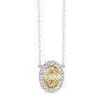 14K WHITE GOLD 2.00CT ROUND/OVAL DIAMOND LADIES PENDANT WITH CHAIN